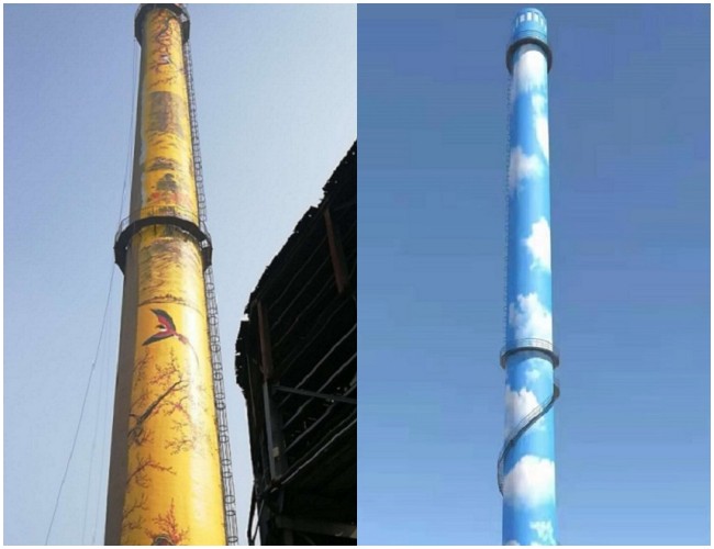 郑州烟囱美化-怎样让排污烟囱变身艺术品？